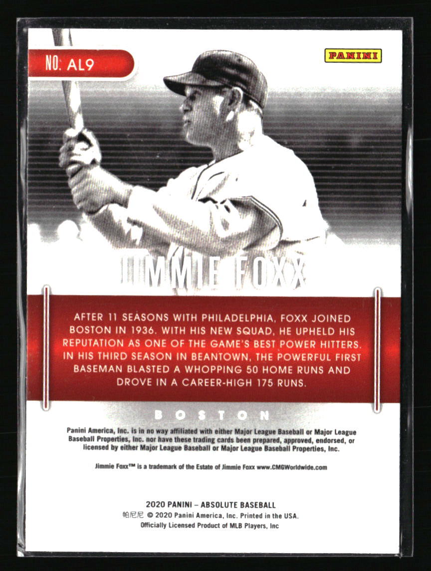 Jimmie Foxx 2019 Panini Absolute Legends #AL9 Baseball Card