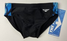 NWT TYR Youth the Finals Racer Compression Swim Briefs Black  Blue Size 24