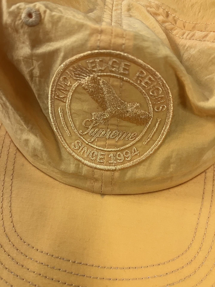 SS16 Supreme Wildlife 6 Paneles Nylon Knowledge Reigns Gorra Sombrero Amarillo 2016 Foto 2 de 4