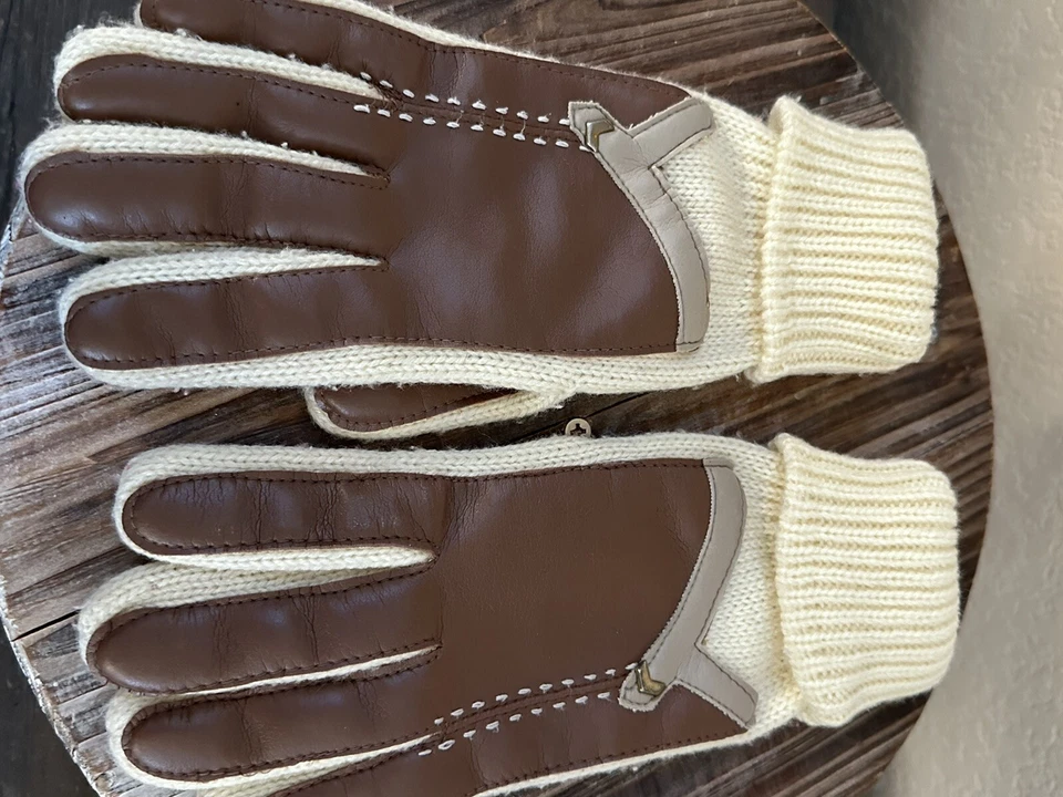 Vintage English Village Women's Driving Gloves Sweater w Vinyl Palms & Back - Изображение 4 из 4