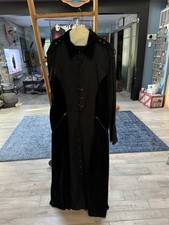 Lip Service Black Flocked Velvet Long Coat Large Snap Closure