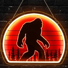 Christmas Gifts for Men Bigfoot Neon Sign, Bright USB Powered Sasquatch Neon 