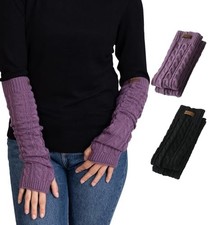 Brook  Bay Knit Arm Warmers for Women - Winter Fingerless Arm Warmers  Black
