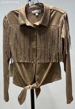Idyllwind Fueled by Miranda Lambert Tan Fringe Long Sleeve Button-Up Size M NWT