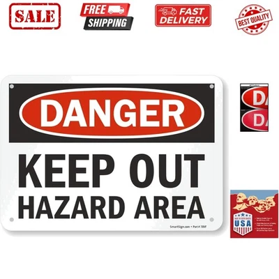 U9-1822-NP_7x10 Danger - Keep Out, Hazard Area Sign By | 7" x 10" Plastic Bla...