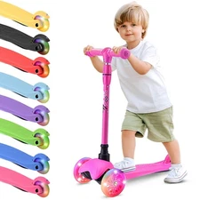Hurtle Lightweight and Adjustable Mini Kickboard Scooter for Kids (Pink)
