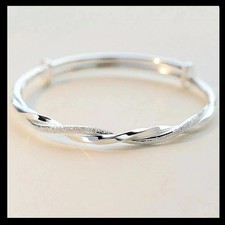 Women 925 Sterling Silver Bracelet Bangle Ladies Jewelry Christmas Gift For-Her*