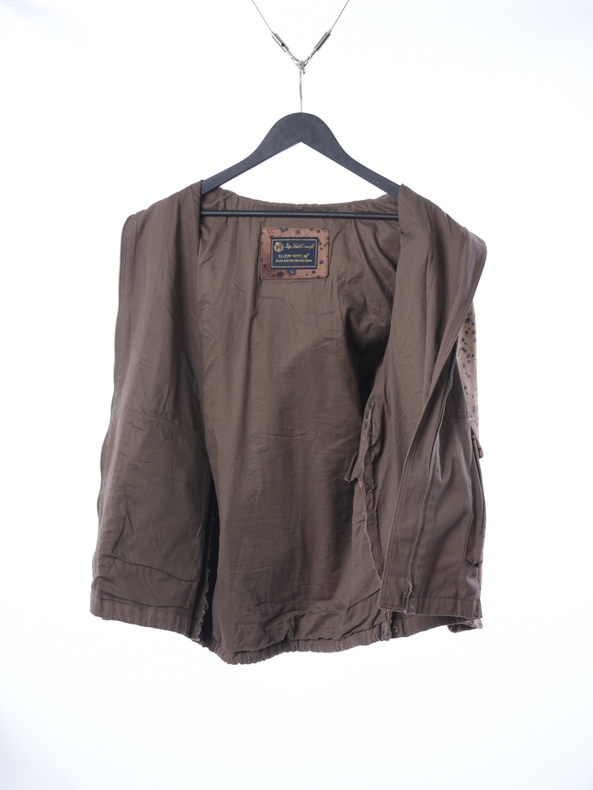 RARE Loro Piana brown camouflage cotton leather hunting coat image 10