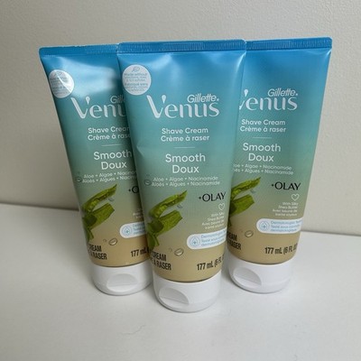 Lot of 3 Gillette Venus Smooth Doux plus Olay Shave Cream for Women, 6 oz