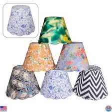 Royal Designs HB-665-13 Flora Scalloped Empire Hardback Lamp Shade, Blue/White