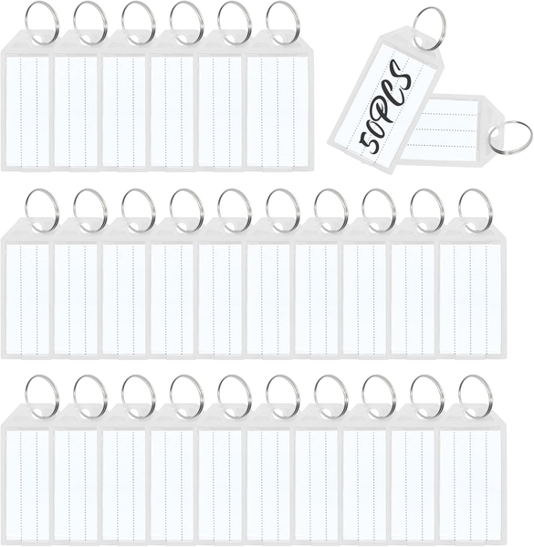 Idota 50 StüCk SchlüSselanhäNger Beschriftbar, SchlüSselanhäNger Transparente Mi-image