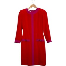 Maggy London Vintage Career 80s Sheath Dress Red Pink Women's Size US 4