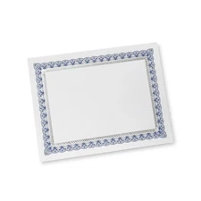 Gartner Studios Certificate Paper, White with Blue and Silver Ornate Foil Border