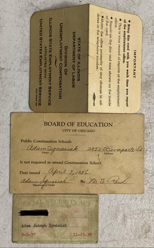 Vintage 1930s Social Security Act Card Government ID Education Labor Employment