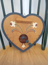 Vintage Heart Shaped Wood Door Harp 4 String Original(Missing One) Hand Painted 