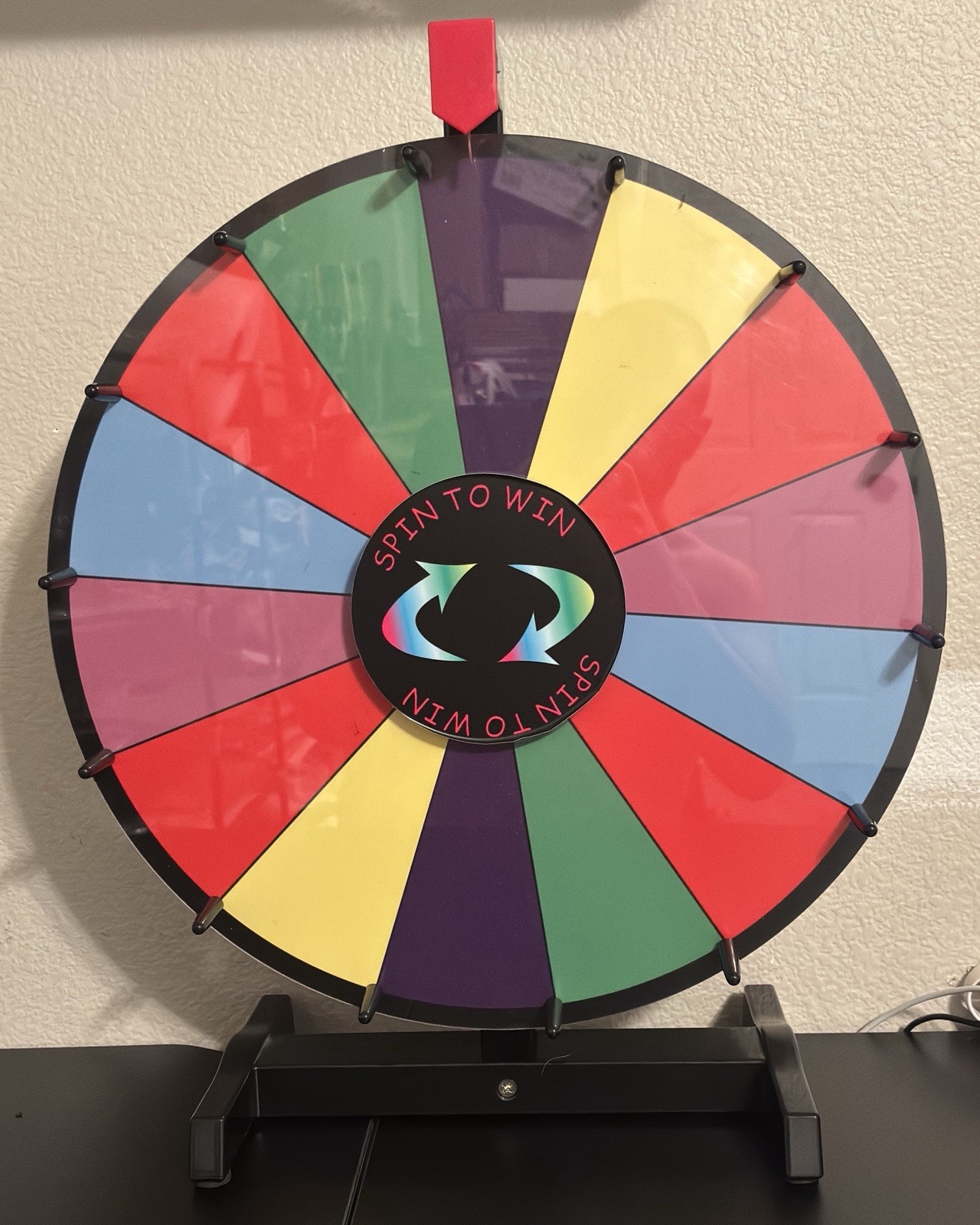 WINSPIN 18” Tabletop Free-Standing Dry Erase Colorful Chance Prize Spin Wheel