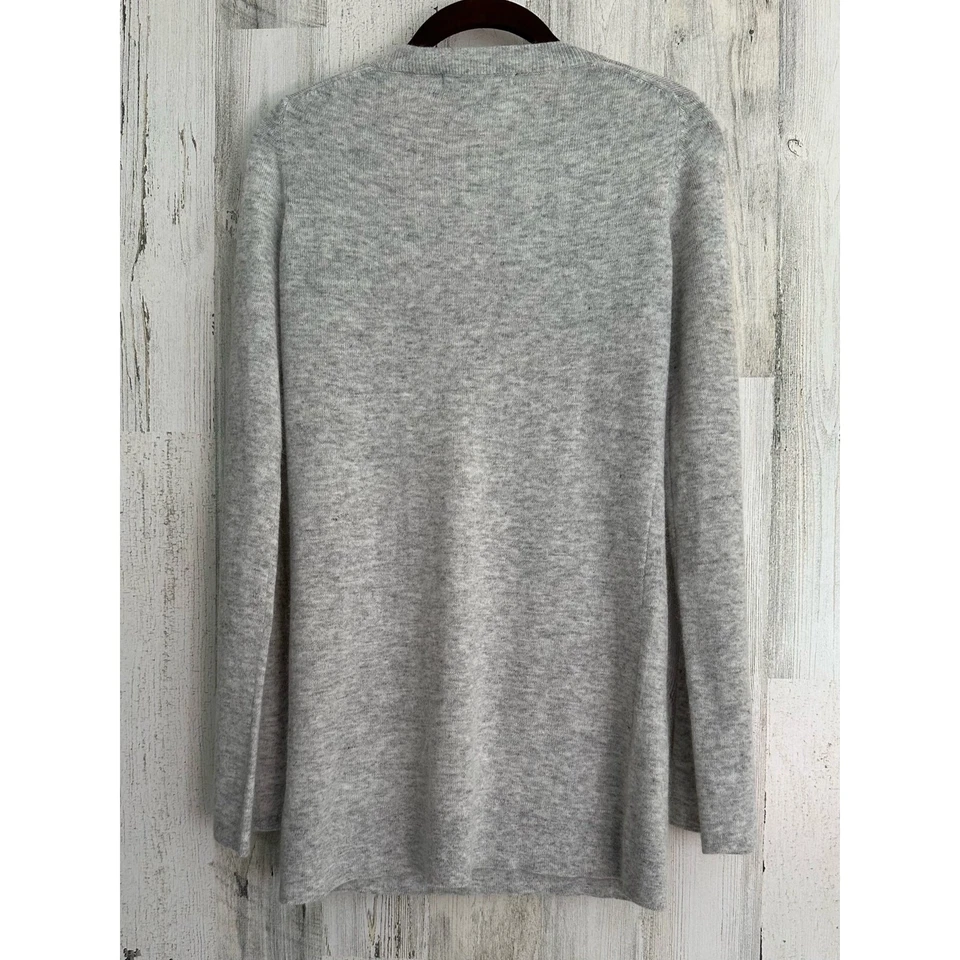 BCBGMaxazria Womens Sweater Large (Small) Heathered Gray Vneck Angora Wood Blend - Image 2 of 4