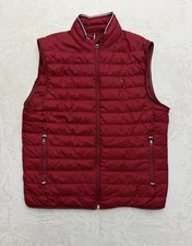 Tommy Hilfiger Vest Mens Large Red Quilted Puffer Zip Front Lightweight