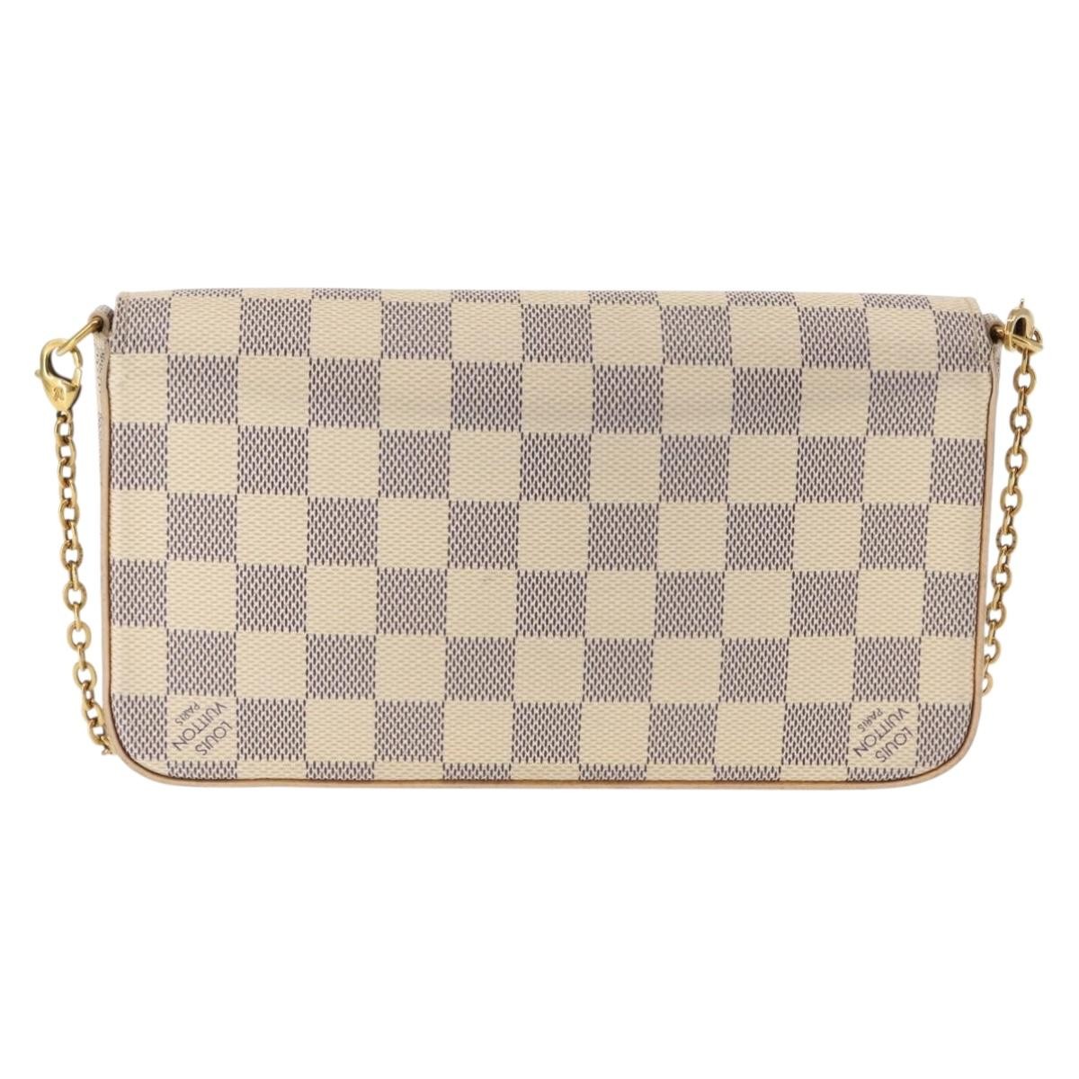 LOUIS VUITTON Damier Azur Pochette Felicie Chain Wallet N63106 LV
