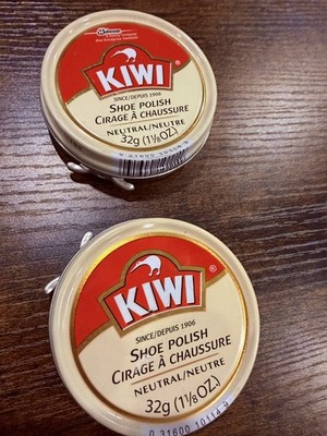 2 Kiwi Neutral Shoe Polish 1  1/8 oz/32g Renews Protects Leather Shoes New