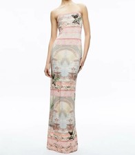 NWT Alice + Olivia Versailles Delora Strapless Maxi Dress Pink Butterfly 12