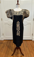 San Antonino Midi Dress, Oaxaca Mexican dress. hand Embroidered. Silk Threads,