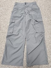 Halara Nylon Button Zipper Side Pocket Wide Leg Casual Cargo Pants Gray M