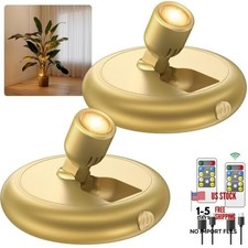 Rechargeable Battery LED Spotlight Indoor: Wireless Mini Art Accent 2 pack Gold