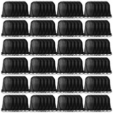 120Pcs Black Drawstring Backpacks Bulk String Bag Cinch Sack Pack Storage Kna...