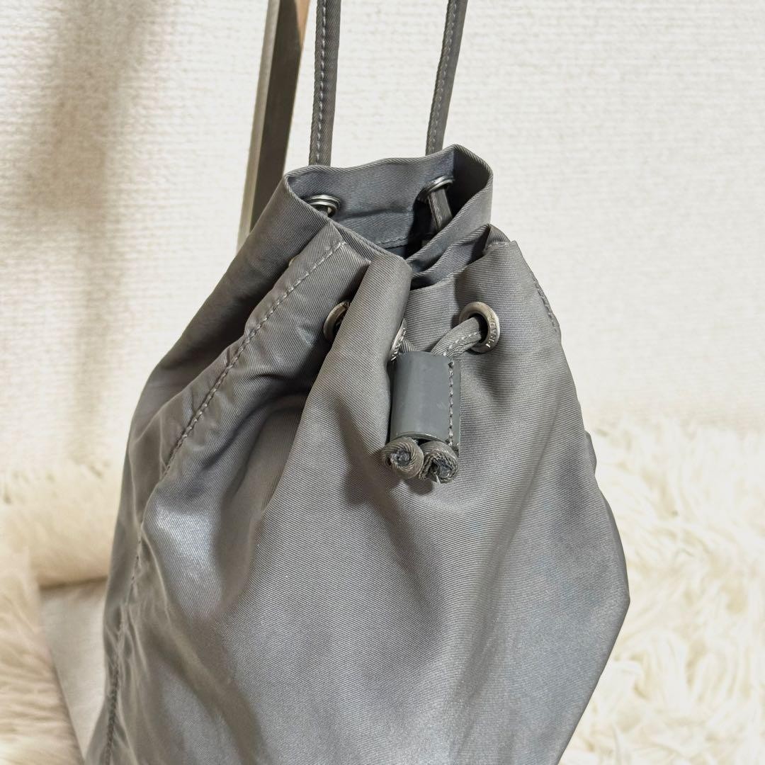 PRADA Nylon Accessory Pouch Gray Drawstring Used … - image 5