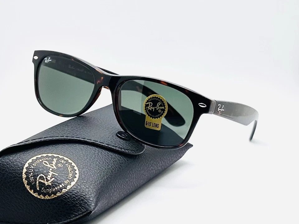 Ray-Ban RB2132 Nuevo Wayfarer 55 mm Unisex Gafas de sol - Marco Habana/Lente Verde Foto 2 de 4