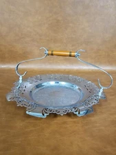 Vintage Farber Bros. Krome Kraft Serving Tray Bakelite Handle 12" Round