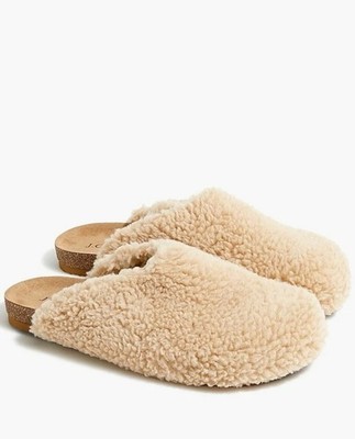 J.Crew Factory Sherpa Clog Slippers Beige Women's Sz 7