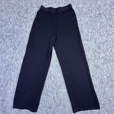 St John Santana Knit Pants Wide Leg Black Womens 6 Wool Blend Capsule Quiet Luxe
