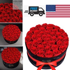 Gifts for Her 40 Pieces Preserved Roses in Red Suede Box for Special Occasions