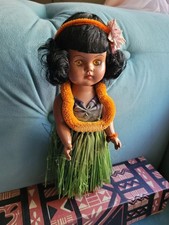 Vintage Hawaiian Doll Hula Girl Plastic Molded Arts Co. NY In Orig Box Walker