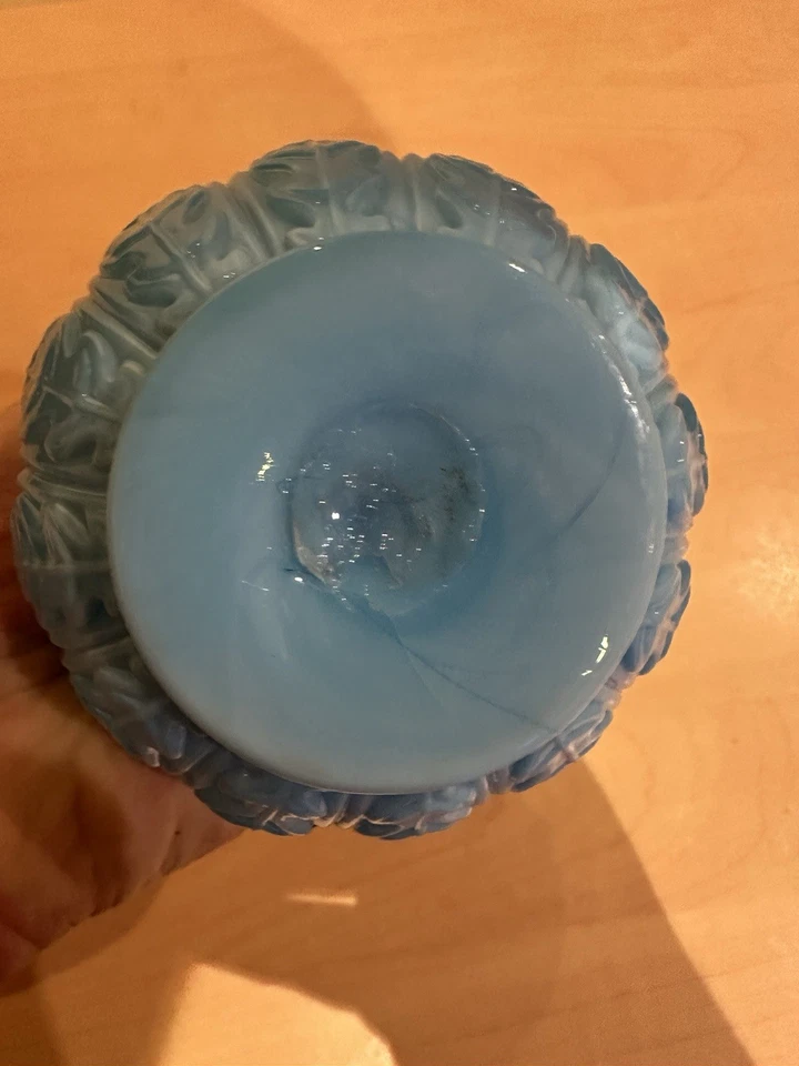 Ancien Vase Opaline De Foire Bleu Portieux - Photo 2/4