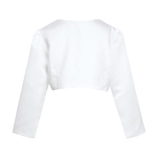 Kids Girls Long Sleeves Flower Satin Bolero Shrug Cardigan Jacket Dress Cover Up - Picture 46 of 90