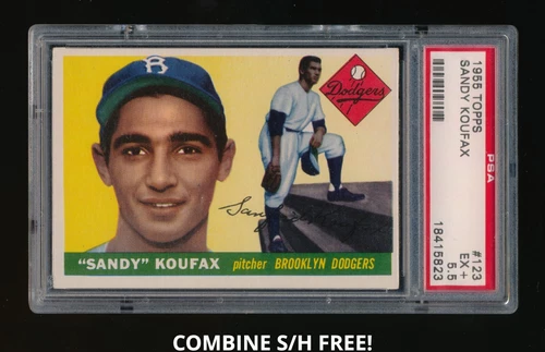 1955 Topps Sandy Koufax #123 RC - PSA 5.5 EX+ - Brooklyn Dodgers