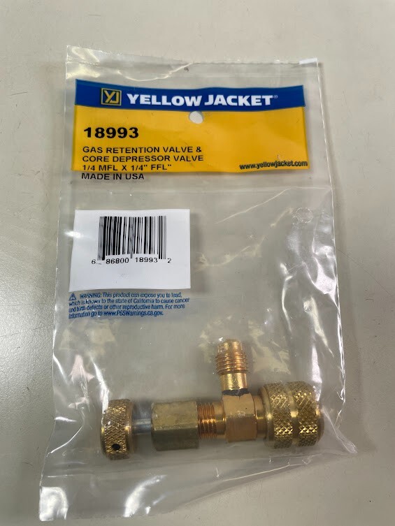 Yellow Jacket 18993 Core Depressor Gas Retention Valve for