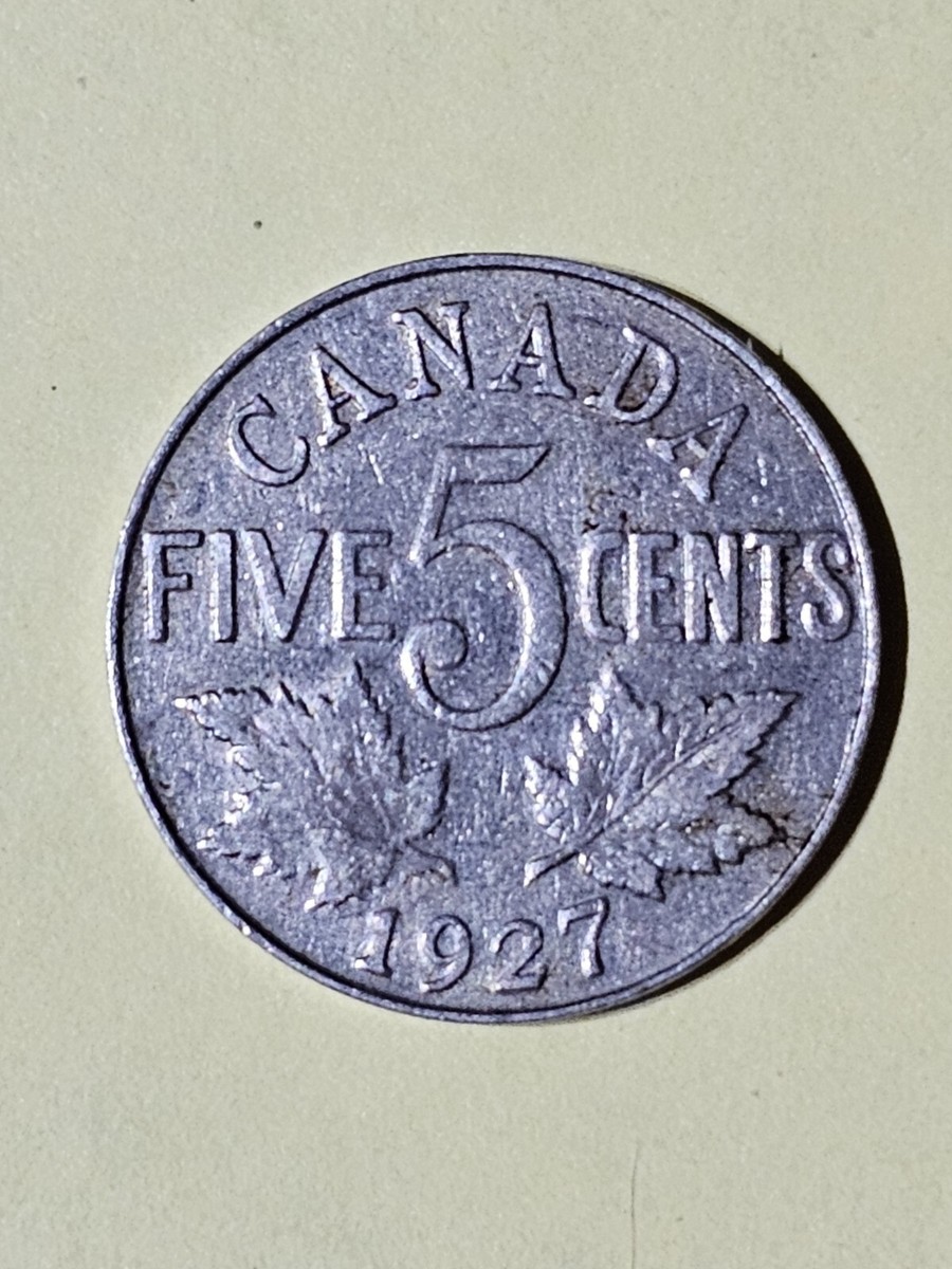 1927 CANADA 5 CENTS SCARCE DATE 5 MILLION MINTED F-VF COIN KING GEORGE V  ERA | eBay