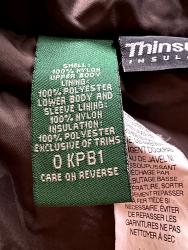 L.L. Bean brown child's removable hood fleece lined winter coat L/6X/7 - Picture 5 of 5