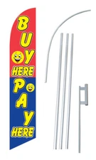 Buy Here Pay Here Flag Flutter Feather Banner Swooper Windless Bundle COMPLETE