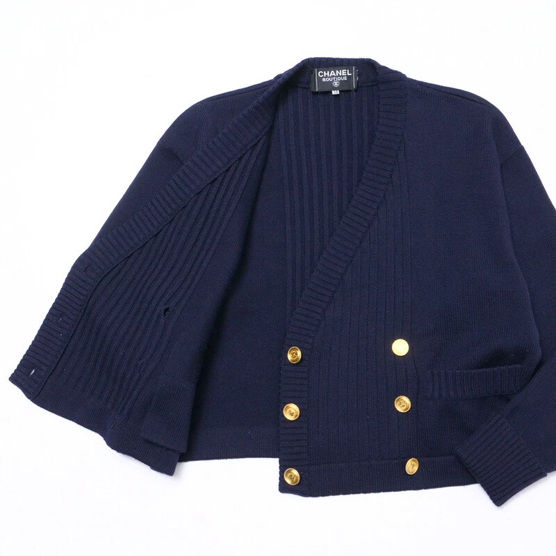 CHANEL Vintage Gonna Setup Taglia 3838 Maglia Cardigan Maglia Gonna Attaccata COCO...