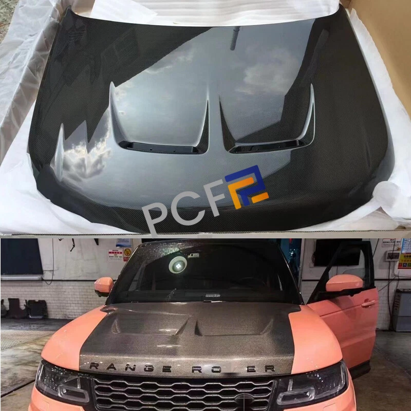 Cubierta de capó ventilada de carbono real para Land Rover Range Rover Sport Foto 2 de 4