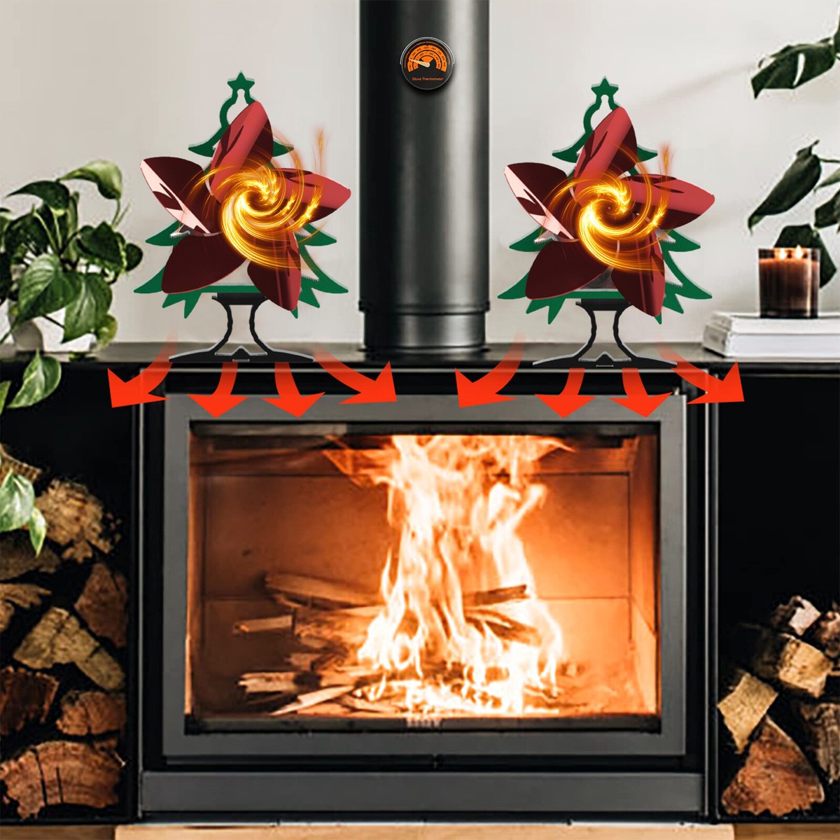 Heat Powered Stove Fan 5 Blades Automatic Fireplace Log Burner Fan Eco  Friendly | eBay
