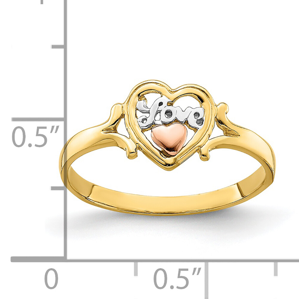 Lex & Lu 14k Yellow and Rose Gold w/Rhodium Love Heart Ring