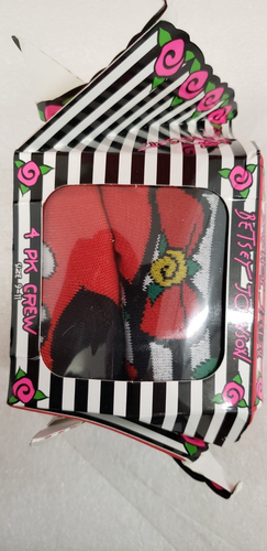 Betsey Johnson Holiday Candy Sock Gift Set Gingerbread Skull Lips Size 9 /11 Nib - 第 5/9 張圖片