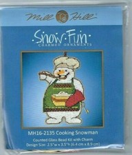 Snow Fun Cooking Snowman Counted Glass Bead Kit Mill Hill