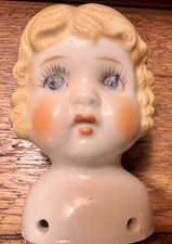 Vintage JAPAN Blonde Hair Blue Eyed China Doll Head with Molded Hair S/685, 3.5